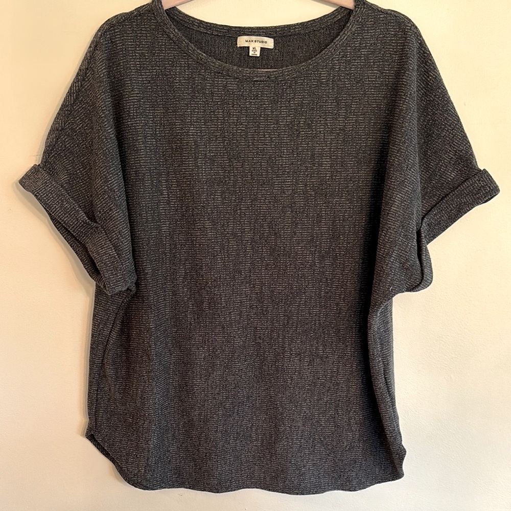 Max Studio Boxy Short Sleeve Knit Top